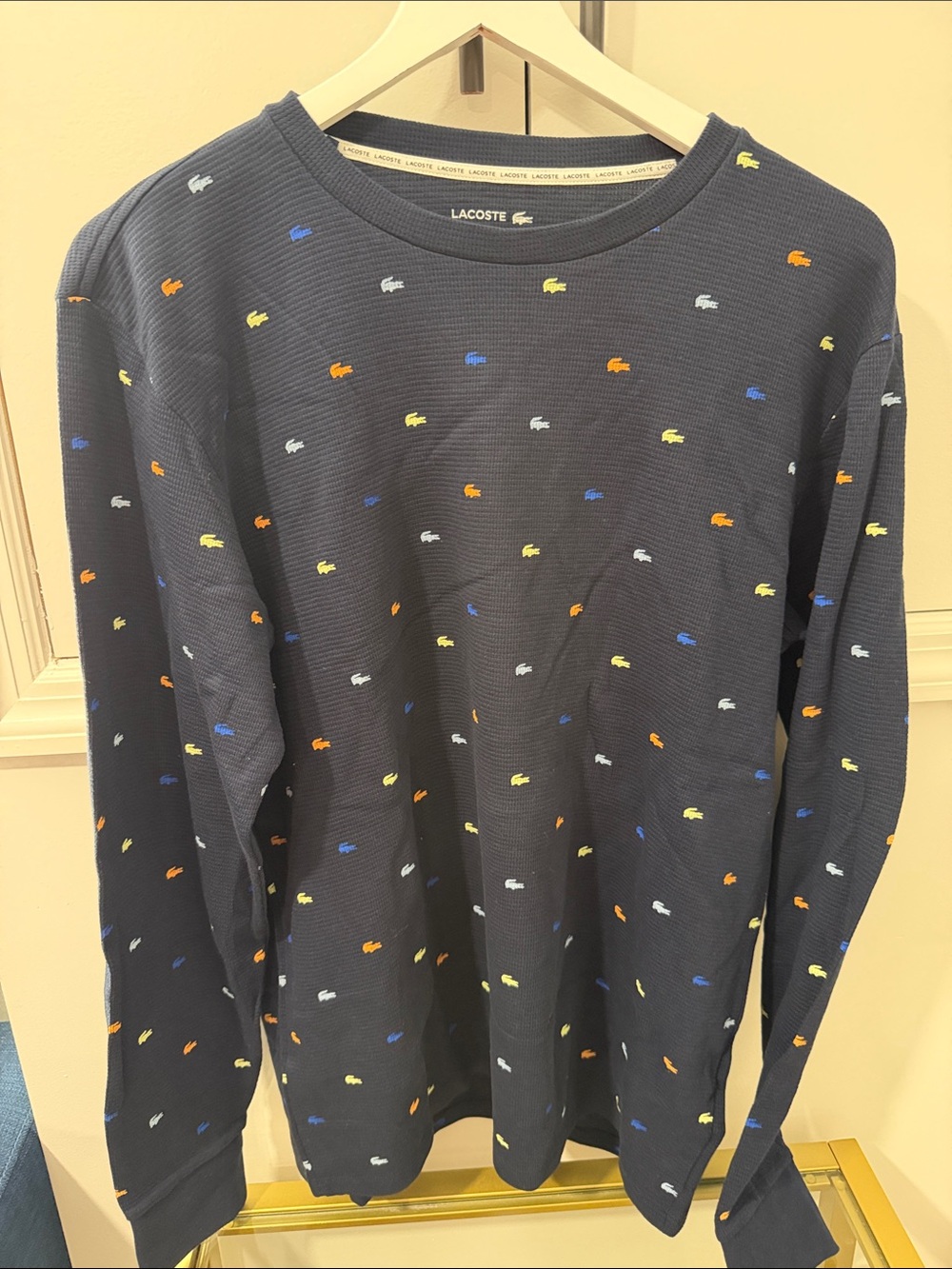 Lacoste Navy Sweater sleepwear with Multicolor Croc Motifs